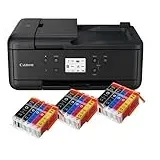 IC-Office TR7650 Farbtintenstrahl Multifunktionsdrucker 4-in-1 (Drucken, Kopieren, Scannen, Faxen, ADF, WLAN, AirPrint) schwarz + 15 XXL Tintenpatronen