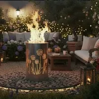 TiKo-Design® Feuertonne Feuerkorb mit Pusteblume Motiv