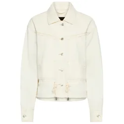 Jeansjacke BOSS ORANGE "DENIM JACKET 4.0 Premium Damenmode", Damen, Gr. L (40), beige (natural 101), Denim/Jeans, Obermaterial: 91% Baumwolle, 9% Hanf, unifarben, casual, Langarm 1-Knopf-Manschette, Jacken, mit verstellbarem Kordelzug