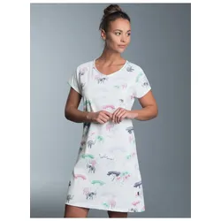 Nachthemd TRIGEMA "TRIGEMA Nachthemd mit Allover Safari-Print", Damen, Gr. M, US-Größen, weiß, 100% Baumwolle, casual, Kleider