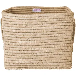 RICE Quadratischer Raffia Aufbewahrungskorb, 30 x 30 x 25 cm, natur