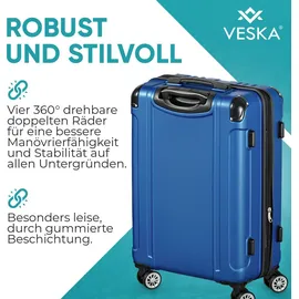 veska Hartschalenkoffer Kofferset 3 teilig mit TSA Zahlenschloss 4 Rollen ABS-Hartschale, Reisekoffer Trolley Rollkoffer Koffer - nebelblau - Hellblau