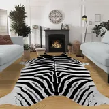 Zebra-Teppich, groß, 3 x 2,4 m, Zebramuster, Kuhfell-Teppich, Kuhmuster, rutschfester Bereich für Schlafzimmer, Wohnzimmer, Esszimmer