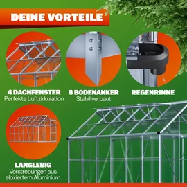 Gardebruk Gewächshaus Aluminium Silber HKP 7 mm 7,2 m2