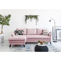 MIUFORM Charming Charlie - Ecksofa mit Bettfunktion und Bettkasten L-FORM LINKS - 228x150cm -  Puderrosa - Sofa Schlafsofa Couch - Rosa