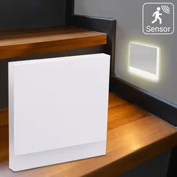 LED Treppenleuchte IP44 mit Bewegungsmelder eckig weiß - Lichtfarbe: CCT - Licht...