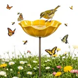 Metall Blumen Gartenstecker Vogeltränke, 2026 Neu Blume Bienentränke für Den Garten, Handgefertigte Blume Garten Stake Vogelbad, Insektentränke Gartens Für Bienens Schmetterlingstränke (Gelb,1Pcs)