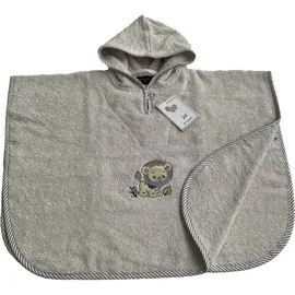 Ross Badeponcho ROSS "KIDSLINE", silber (silbergrau), L:70cm, Baumwolle, Hausmäntel, 100 % Baumwolle, Kapuze, Stickerei