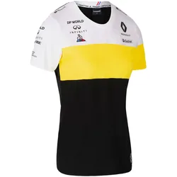 Le Coq Sportif Fomel 1 F1 Renault Damen T-Shirt Kurzarm-Shirt Baumwoll-Shirt 2010965 Schwarz/Weiß/Gelb - XS