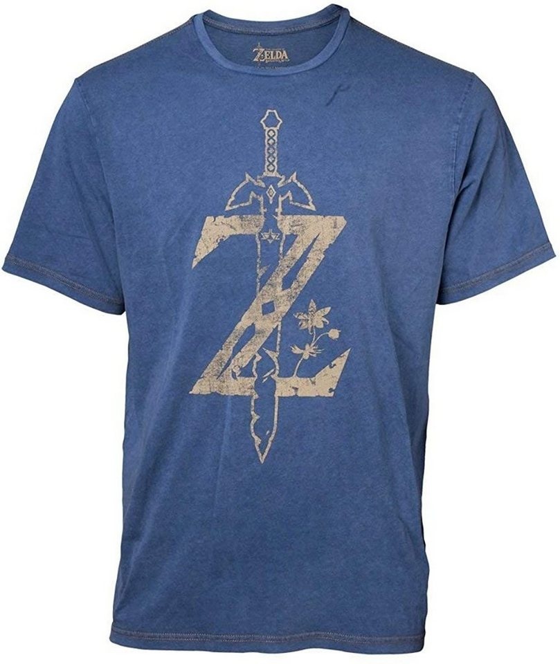 The Legend of Zelda Print-Shirt Nintendo Legend Zelda Breath of The Wild Men's Z Logo Faux Denim Herren +Jugendliche blau Gr. S M L XL XXL L