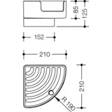 Hewi 802 LifeSystem Eckablage 802.03B22097 Seitenlänge 210mm, mit Wandhalter, matt, lichtgrau