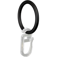 Flairdeco Gardinenringe / Ringe mit Faltenhaken, Metall, Schwarz, 32/25 mm, 10 Stück