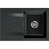 Systemceram KeraDomo Spüle GENEA 75 in NERO mit Handbetätigung / Einbauspüle