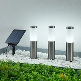 LINDBY 'Lexiane' LED-Solarlampen, 3er-Set, Edelstahl