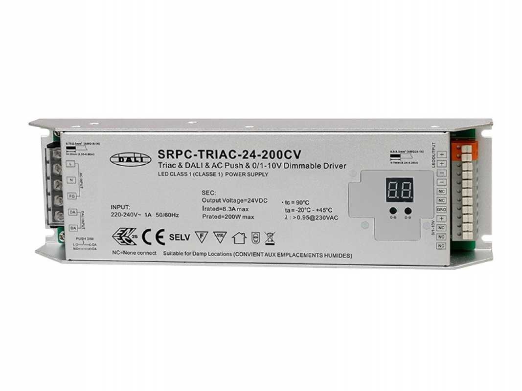 200W Triac LED-Treiber mit DALI, Push, Triac, 0/1-10V, SRPC-TRIAC-24-200CV