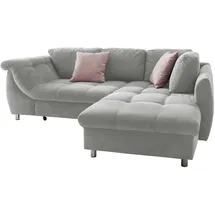 luma-home ECKSOFA mit Schlaffunktion und Bettkasten Ottomane rechts, Mikrofaser Grau / 17001 - Grau