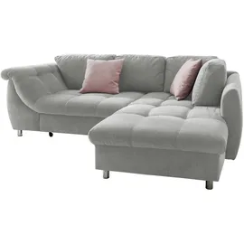 luma-home ECKSOFA mit Schlaffunktion und Bettkasten Ottomane rechts, Mikrofaser Grau / 17001 - Grau