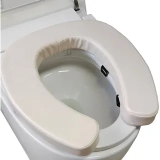 Weich gepolstertes WC-Sitzkissen mit 5,1 cm hochdichtem Schaumstoff und wasserdichtem PU-Gewebe, U-Form gepolstertes WC-Kissen – sicheres Klettband, passend für Standard-/längliche Toiletten (Beige)