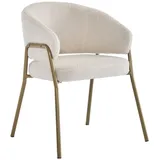 IDEASY Armlehnstuhl 1/2/4/6 St, Küchenstuhl, Belastbarkeit 150kg, Wohnzimmersessel, Hoher Rücken, Metallbeine, Moderner bequemer Lambswool weiß