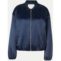 Tom Tailor Damen Satin Blouson Jacke mit Bomberkragen, blau, Uni, Gr. S