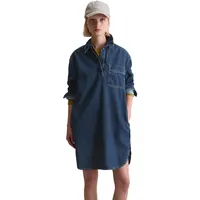 Marc O'Polo DENIM "aus reiner Bio-Baumwolle", Damen, Gr. XS, Normalgrößen, blau (dunkelblau), Obermaterial: 100% Baumwolle, unifarben, oversize knielang, normaler Saum, Kleider
