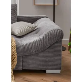 luma-home Ecksofa Schlafsofa Eckcouch Polsterecke L-Sofa m. Ottomane links, Cord Grau / 17202 - Grau