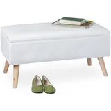 Relaxdays Truhenbank Samt Weiß 41 x 80 x 40 cm