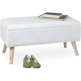Relaxdays Truhenbank Samt Weiß 41 x 80 x 40 cm