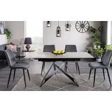Esstisch Konferenztisch Westin SC 120-160x80x76cm Marmor weiß schwarz ausziehbar - Weiß/Schwarz