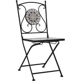 vidaXL Bistroset 3-tlg. Tisch Ø 61 x 71 cm grau/schwarz