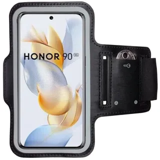 CoverKingz Sportarmband für Honor 90 - Armtasche mit Schlüsselfach Oberarm Halterung - Sport Laufarmband Handy Armband Schwarz