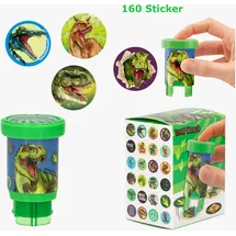 DEPESCHE Dino World Sticker Stamper Sticker Set zum Stempeln von Dinosaurier Aufklebern inkl. Stempel und 160 Sticker