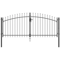 VidaXL Gartentor mit Spitzen-Doppeltor Grau 125x300 cm Stahl