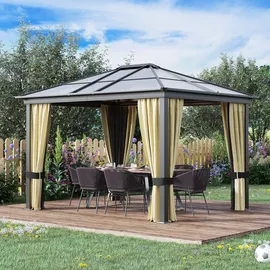 Outsunny Gartenpavillon 3 x 3,6 m PC inkl. Seitenteile