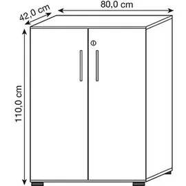 Hammerbacher Aktenschrank 938T3, V938T3/G/6/BS grafit, buche 2 Fachböden 80,0 x 42,0 x 110,0 cm
