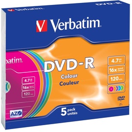 Verbatim DVD-R 4,7 GB 16x Colour 5 St.