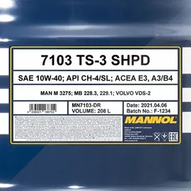 Mannol TS-3 7103 10W-40 208 l