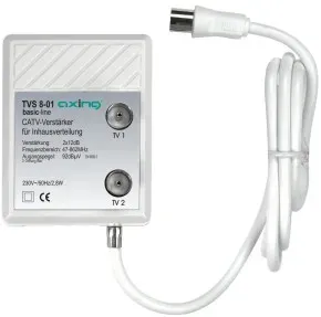 Axing TVS 8-01 Verteilverstärker, 2-fach, 12 dB, 47-862 MHz, IEC-Anschlüsse TVS00801
