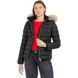 Tommy Hilfiger Tommy Jeans Damen Pufferjacke Basic Hooded Down Jacket mit Kapuze, Schwarz (Black), L - L
