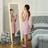 HOMCOM Ganzkörperspiegel, 150 x 40 cm Standspiegel mit LED-Beleuchtung