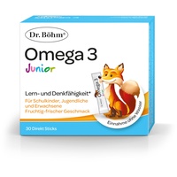 Dr. Böhm Omega 3 Junior Direkt Sticks, 30 Sticks: Zur Unterstützung des Gehirns & Immunsystems, mit Omega-3, Vitamin C und D, für Kinder & Erwachsene