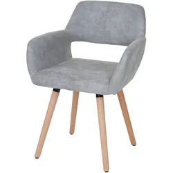 Mendler Esszimmerstuhl HWC-A50 II, Stuhl Küchenstuhl, Retro 50er Jahre Design ~ Textil, vintage betongrau, helle Beine