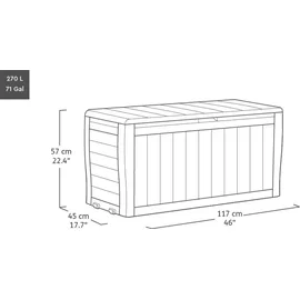KETER Marvel Plus Aufbewahrungsbox, 270L Fassungsvermögen, wetterfest & langlebig, Sitzgelegenheit für 2 Personen, Grau, ideal für Garten, Terrasse & Balkon