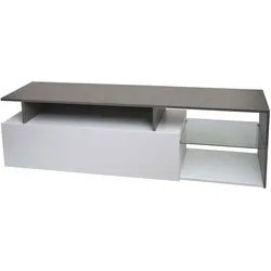 TV-Rack HWC-L35, Lowboard Fernsehtisch Sideboard TV-Schrank Kommode, Holz 47x170x40cm Staufach, Beton-Optik wei√ü