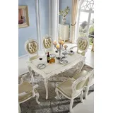 JVmoebel Esstisch Barock Esstisch Esszimmer Wohnzimmer Garnitur Holz Sofort (1-St., Esstisch), Made in Europa weiß