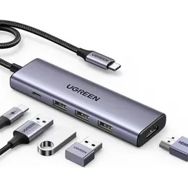 UGREEN 7-in-1 USB-C Hub CM498, Andocken, Dock, 100 W, Grau