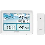 BALDR Wetterstation Innen und Außentemperatur Funk mit Wettervorhersage – Thermometer Innen und Außentemperatur Funk mit Wettervorhersage - Hygrometer Feuchtigkeit Digital mit Außensensor - Weiß