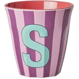 Rice Melamin Buchstabenbecher gestreift, S, pink