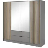 masseno Drehtürenschrank NELIANA 206 x 200 x 51 cm Grau