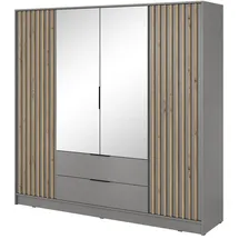 masseno Drehtürenschrank NELIANA 206 x 200 x 51 cm Grau